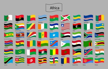 Vektör çizim simgesini, düğme kümesi, Afrika Birliği üyeleri topluluğu izole üzerinde beyaz arka plan bayrak.