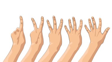 bir, iki, üç, dört beş el jestleri kümesi saymak