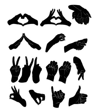 el jestleri siyah ayarlayın. 16 farklı hareketleri