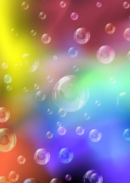 Mehrfarbige Transparente Blasen Auf Einem Hintergrund Aus Mehrfarbigem Transparentem Rauch — Stockvektor