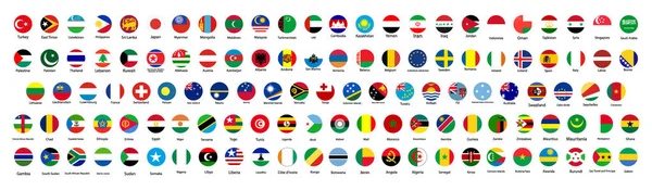 Tous Les Drapeaux Nationaux Officiels Monde Design Circulaire Vecteur — Image vectorielle