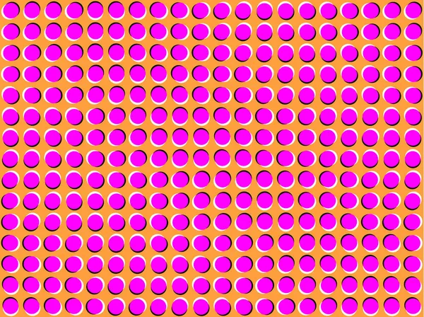 Moving Image optik yanılsama. pembe renk turuncu bir arka plan üzerinde daireler ile desen