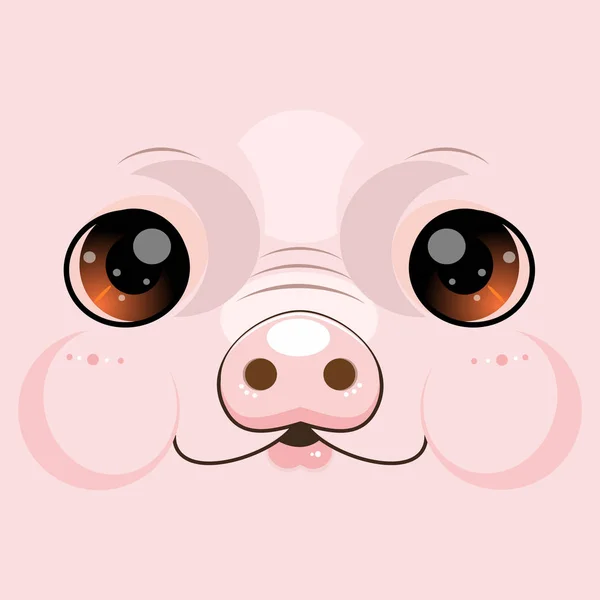 Cute Little Pink Piggy Muzzle — Stock Vector