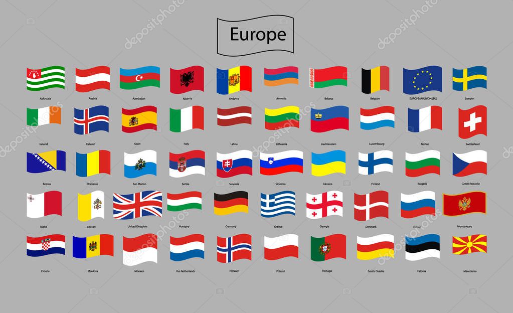 Flags of Europe - Full Vector Collection. Vector illustration icon, button set