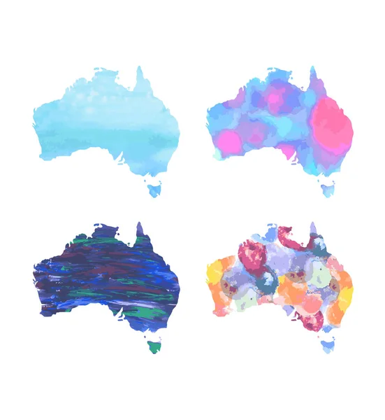 オーストラリアの白で隔離の手描き水彩の地図 — ストックベクタ