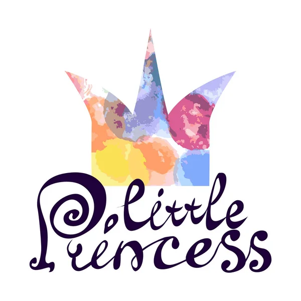 Princesse Little Couronne Avec Texture Aquarelle Différentes Couleurs Sur Fond — Image vectorielle