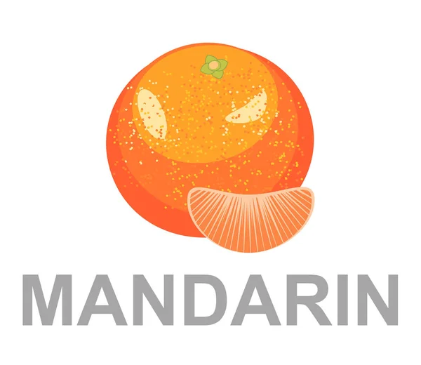 Icona Mandarino Interamente Taglio — Vettoriale Stock