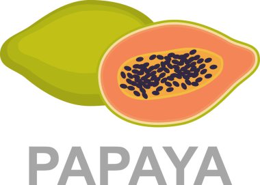 Papaya simge tamamen ve bir kesim