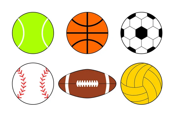 Ensemble Icônes Balles Différents Sports Illustration Balles Basket Football Ensemble — Image vectorielle