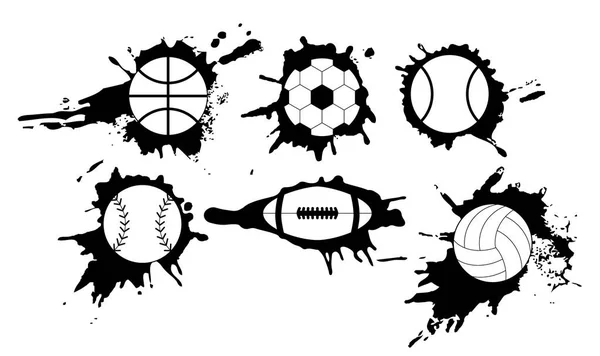 Set Abstract Vector Illustration Black White Balls Grunge Background Design — Stock Vector