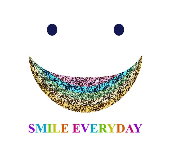 Sorriso Arcobaleno Con Scintille Sorriso Iscrizione Tutti Giorni — Vettoriale Stock