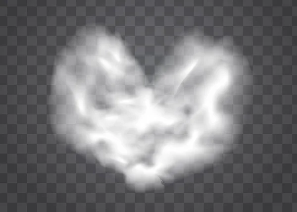 Fumée Blanche Forme Cœur Sur Fond Transparent — Image vectorielle