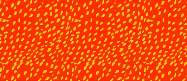 Vektorillustration Des Musters Mit Gelben Erdbeerkernen Auf Rotem Hintergrund — Stockvektor