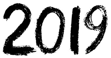 Çin kaligrafisi ile tebrik kartı tasarım şablonu 2019 Pig Yeni Yılı.