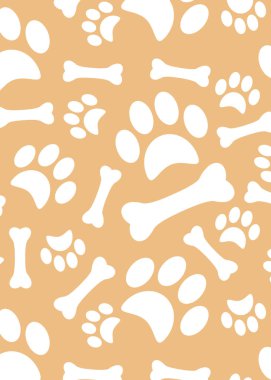Köpek ayak izleri ve tatlı bir kemik ile bir desen. dükkan hayvanat bahçesi için ambalaj kağıdı