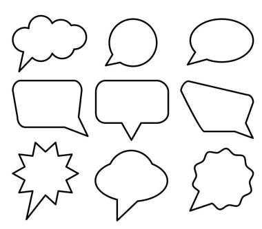 Konuşma kabarcıkları siyah çizgi beyaz ayarlayın