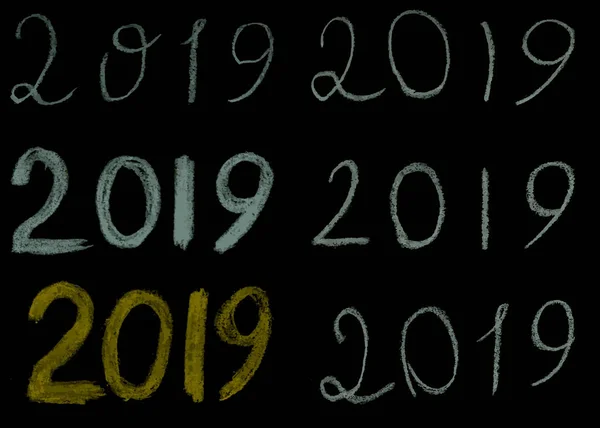 I numeri di Capodanno impostano il modello di design con la calligrafia cinese 2019 Capodanno del maiale . — Vettoriale Stock