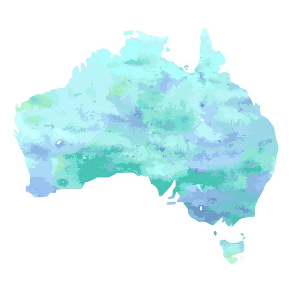 Handgezeichnete Aquarellkarte von Australien isoliert auf weiß. — Stockvektor