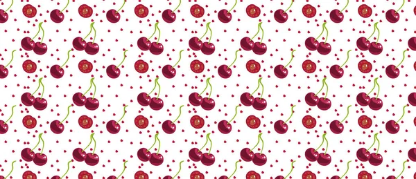 Cherry with hearts pattern. for textile, wrapping, wallpapers, etc. — Stock Vector