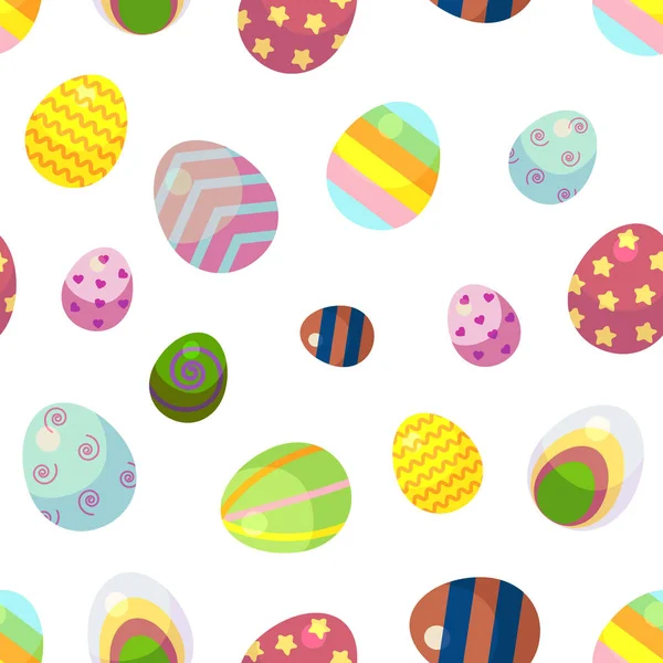 复活节快乐的背景。不同花纹和大小的复活节彩蛋 — 图库矢量图片