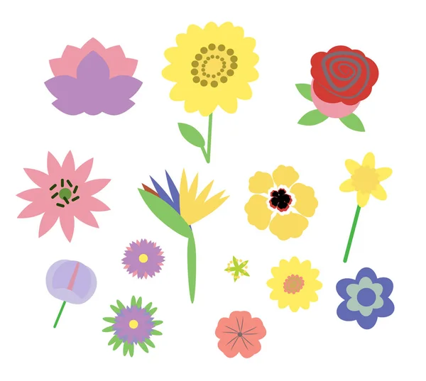 Juego de vectores florales. flores y hojas abstractas . — Vector de stock