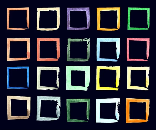 Coleção de quadrada mão preta desenhada grunge quadros, conjunto de bordas. Conjunto de elementos de design . —  Vetores de Stock