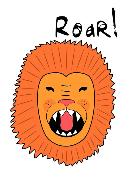 Ketch d'un lion cri mignon dessin à la main lion illustration vecteur . — Image vectorielle