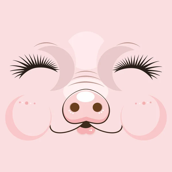 Cute muzzle of a pink pig. Vector illustration of the cheeful — Stock Vector