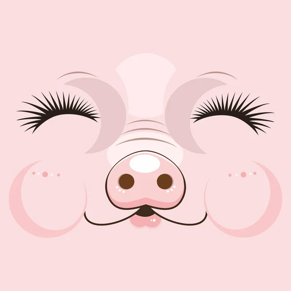 Aranyos pofáját egy rózsaszín disznó. Vektoros illusztráció a cheeful — Stock Vector