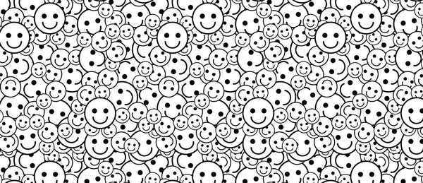 Schwarz-weißes Muster mit Lächeln-Symbolen. — Stockvektor