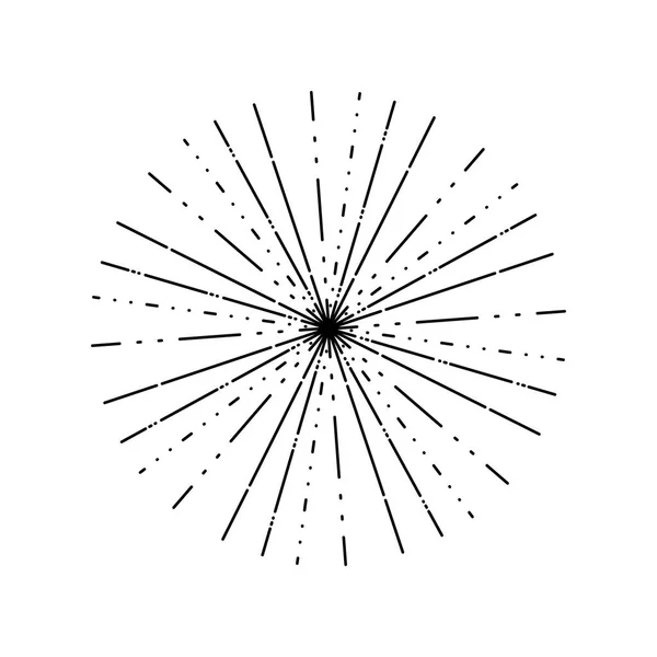 Vintage Sunburst Explosion Handdrawn Design Element Fireworks Black Rays. Ilustración vectorial . — Vector de stock