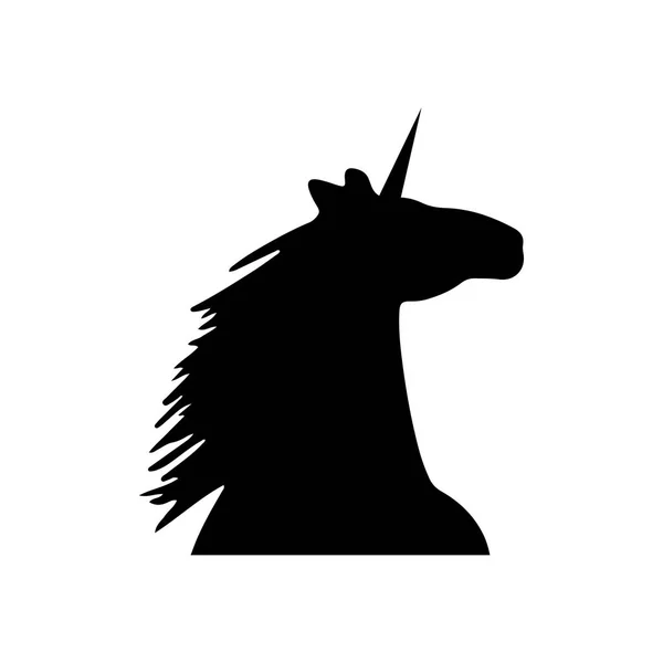 Bentuk hitam siluet dari unicorn magis - Stok Vektor