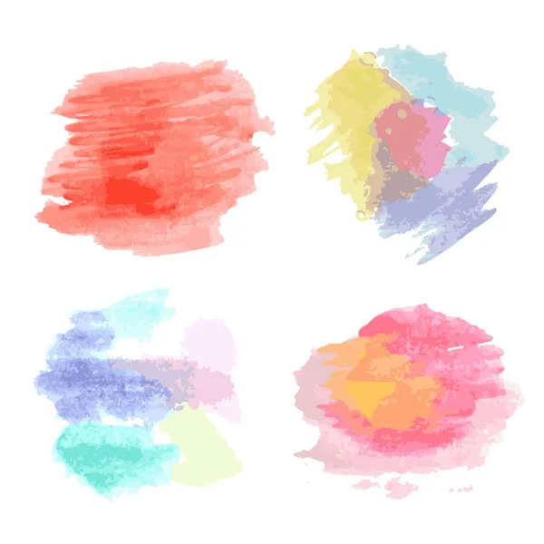 Conjunto de manchas multicoloridas textura aquarela —  Vetores de Stock