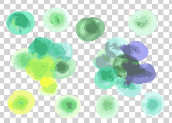 Satz von Aquarell Textur in Form von Kreisen von grün und gelb — Stockvektor