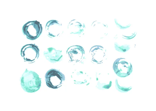 Aquarell-Textur in Form von Kreisen aus Grün und Gelb — Stockvektor