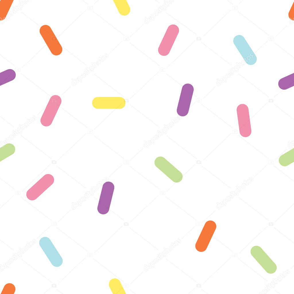 Colorful vector confetti pattern. multicolored sticks. Bakery themed donut