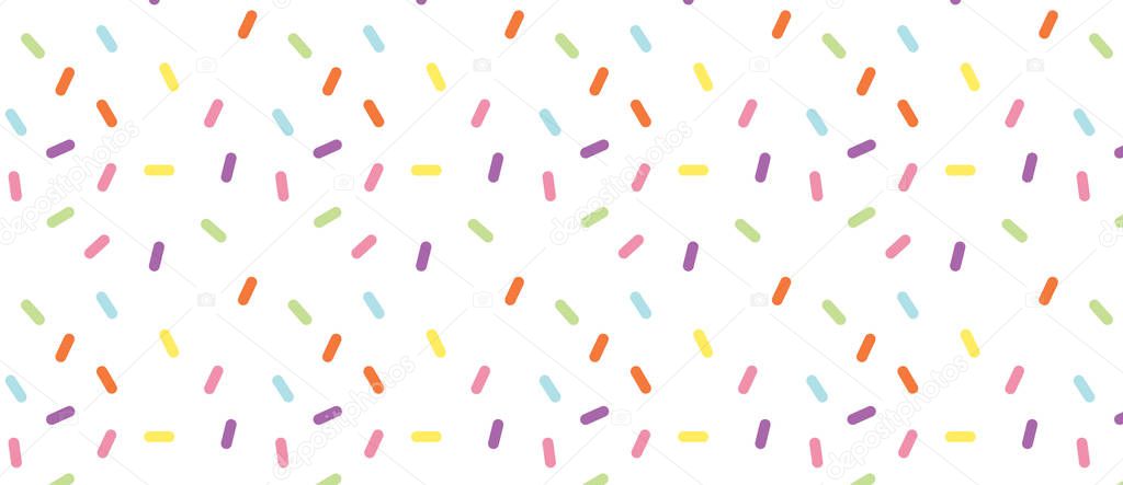 Colorful vector confetti pattern. multicolored sticks. Bakery themed donut