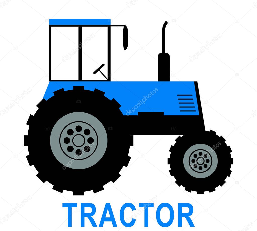 BLUE big tractor illustration vector