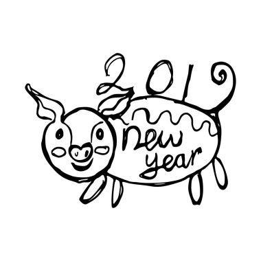 Çin için yeni yılın domuz sembolü Kroki