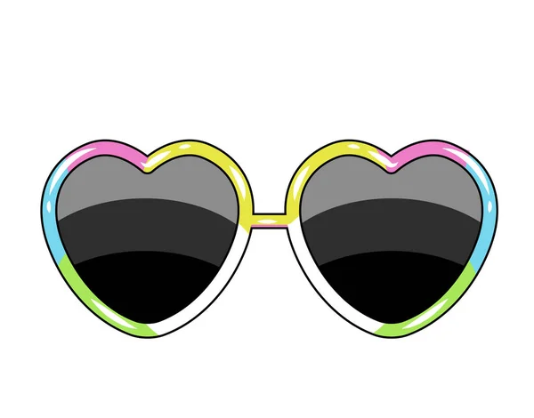 Gafas con un marco de forma de corazón del color — Vector de stock