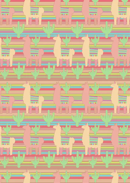 骆驼与仙人掌无缝重复背景 — 图库矢量图片