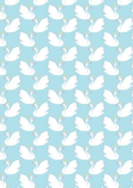 mavi üzerinde beyaz bir kuğu ile desen