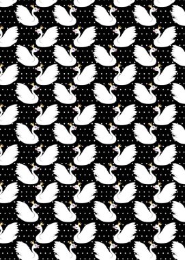 arka planda beyaz bir kuğu ile desen