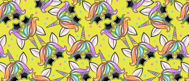 Tek boynuzlu at başkanı ile desen