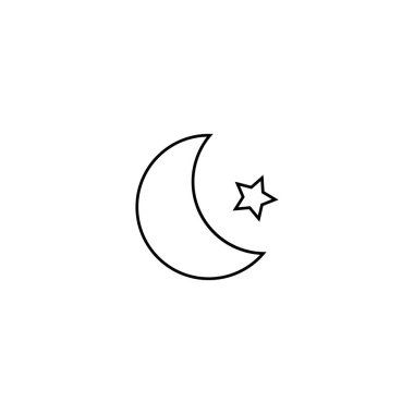 ay ve yıldız siyah çizgi simgesi