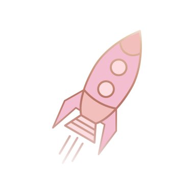uçuş bir roket. pembe dolgulu altın çizgiler
