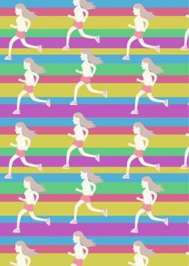 düz tarzda çalışan kızlar ile desen