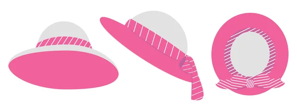 Topi merah muda dengan busur sudut yang berbeda - Stok Vektor