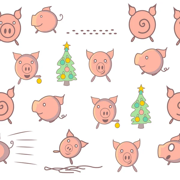 Modèle avec cochons drôles — Image vectorielle