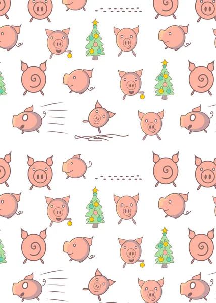 Modèle avec cochons drôles — Image vectorielle